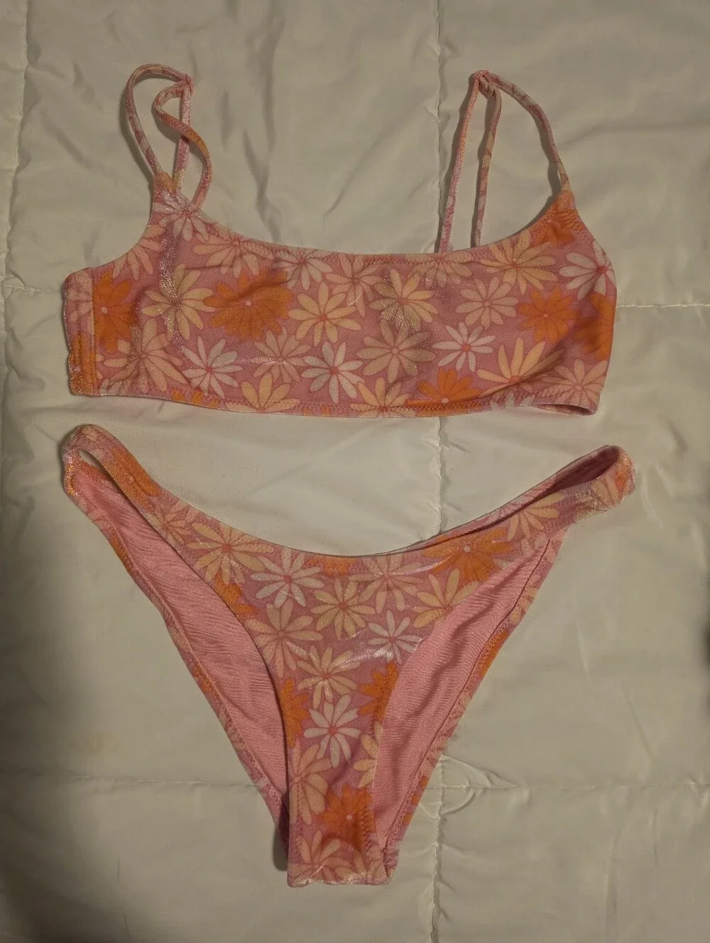 Triangl Swimwear- Bikini Set- Mica,Pink and Orange Floral Bikini, Size Small